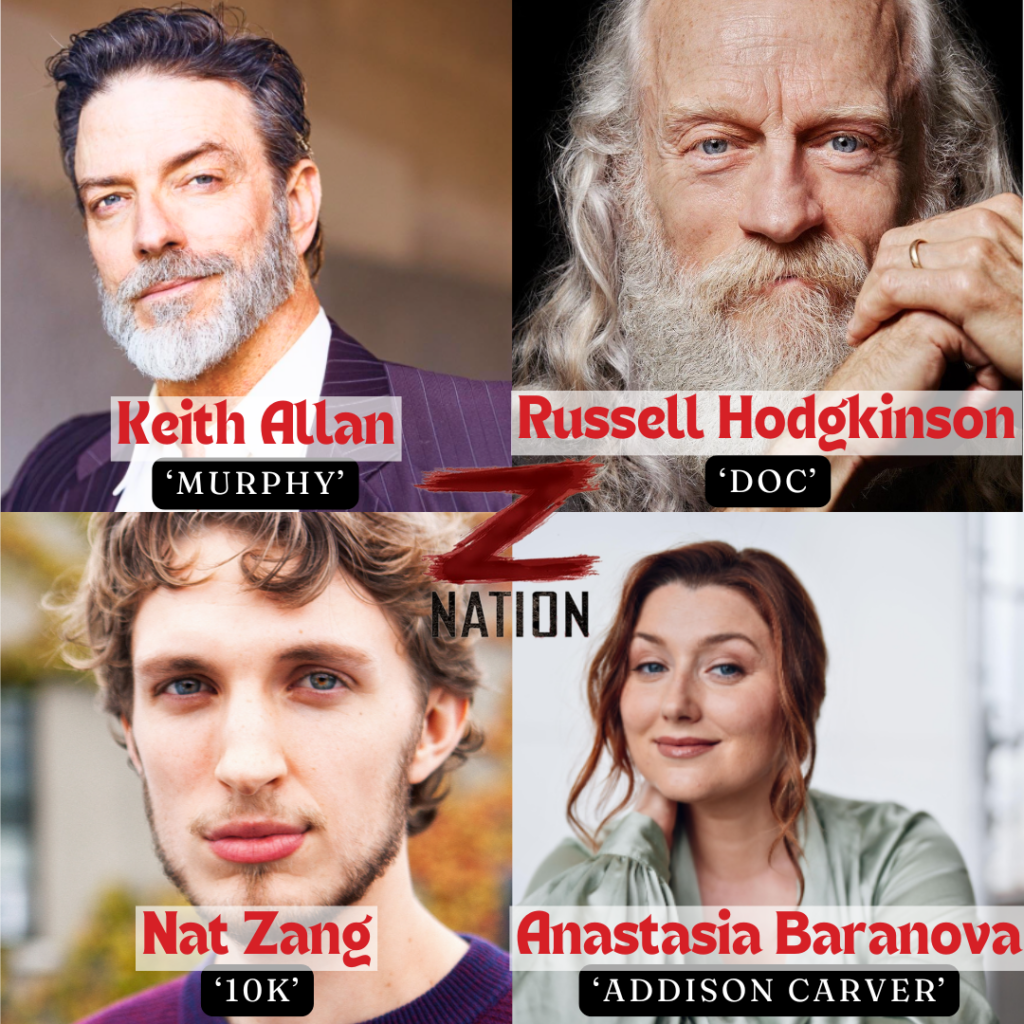 Z Nation's cast Keith Allan, Russell Hodgkinson, Nat Zang Anastasia Baranova.